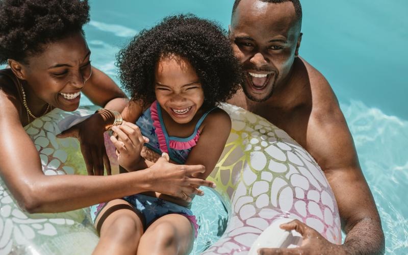 a family in the water